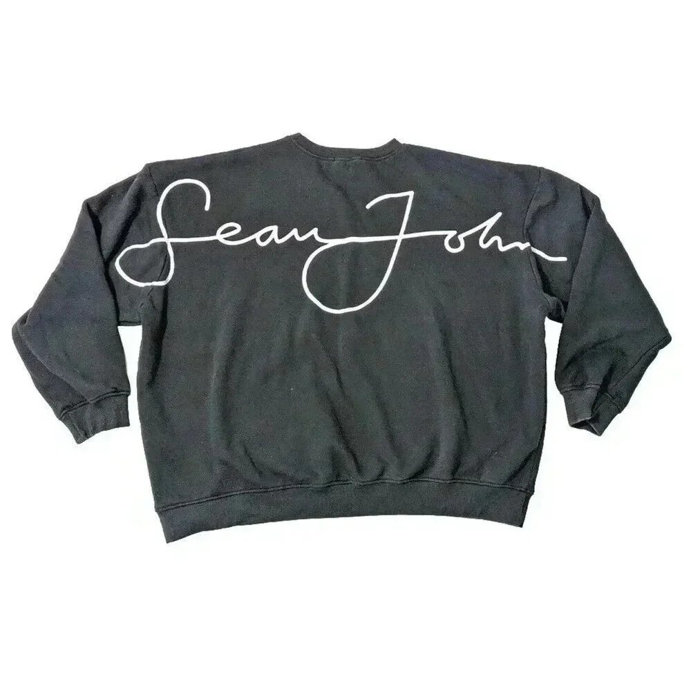 Sean John x Missguided Black Long Sleeve Sweatshirt Size US 14 Crew Neck Logo